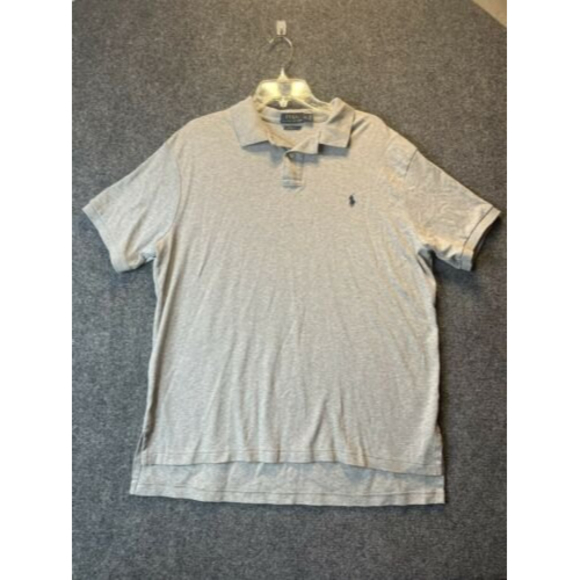Polo Ralph Lauren Men's XL Polo Shirt Grey Gray With Blue Pony Logo Custom Fit - Picture 2 of 8